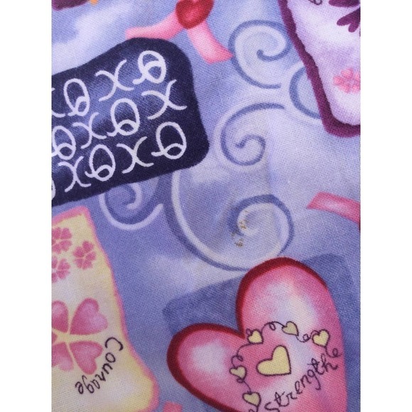 Crest cotton large scrub top womens nurse button pocket komen pink ribbon heart - Picture 13 of 13